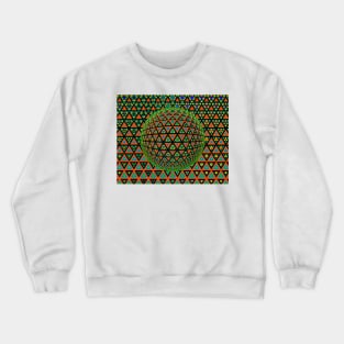 vivid multi-coloured triangular design over a 3D sphere similar shaped mosaic tiles Crewneck Sweatshirt